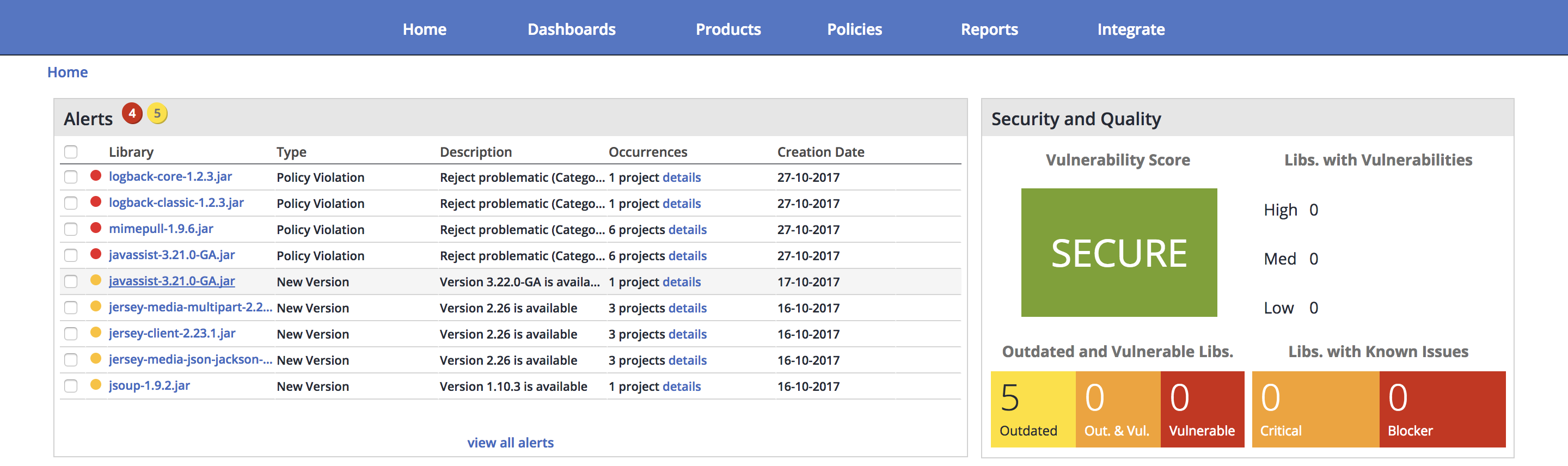 whitesource-dashboard